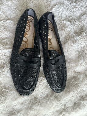Sam Edelman Women’s Black Woven Leather Loafers-7.5